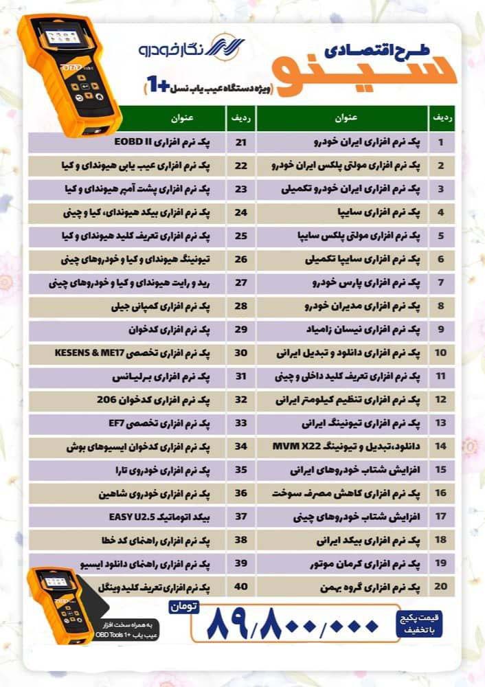 نرم افزار دیاگ عیب یاب نگار خودرو نسل 1