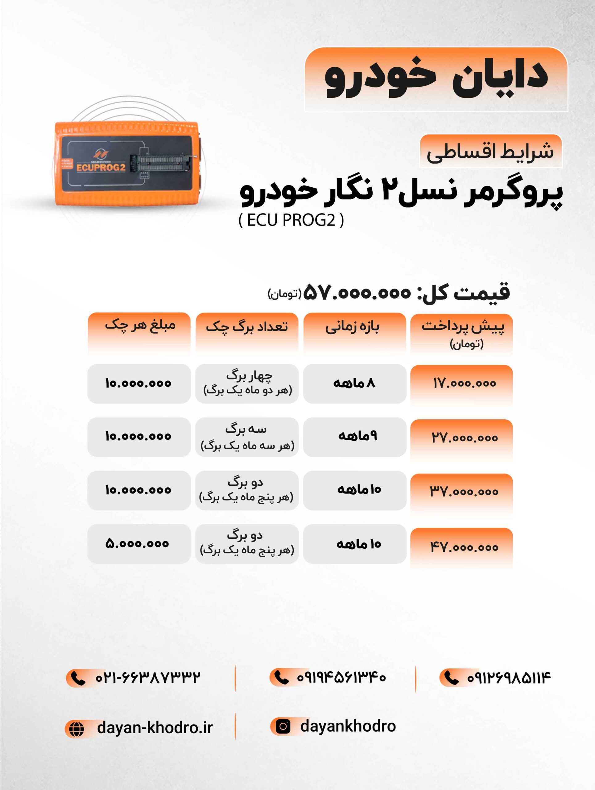 شرایط اقساطی پروگرامر نسل 2 نگارخودرو